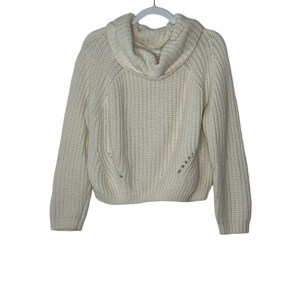 Moon & Madison Sweater Women Medium Chunky Beige Long Sleeve Cowl Neck Cozy